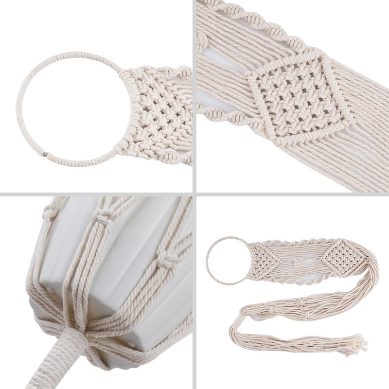 Cuttte Macrame Plant Hanger, Indoor Outdoor Hanging Planter Basket, Hanging Plant Holders, Decorative Macrame Hangers, 4 Legs 43.3 Inch, Cream Color, Boho Decor - Image 4